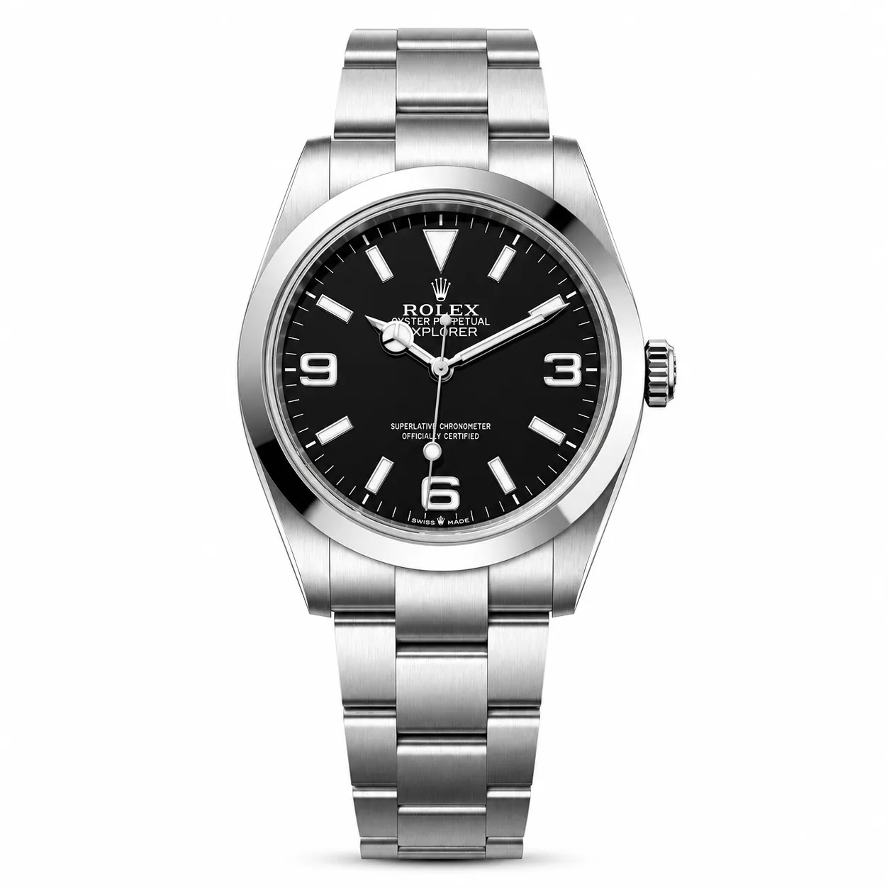 Rolex Explorer m224270-0001 40mm Calibre 3230 Black / Smooth Oystersteel Bezel 904L Stainless Steel AI 头图 1 - 白底全貌 [ai-shot:full-white]