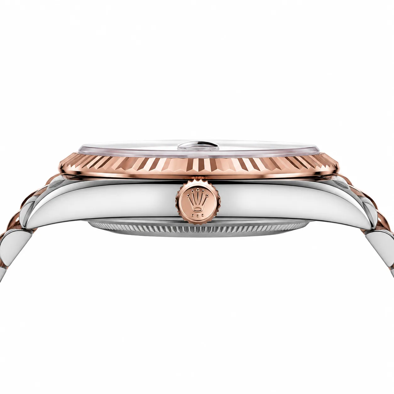 Rolex Datejust m126331-0004 41mm Calibre 3235 Chocolate (Diamond hour markers) / Everose Gold Fluted Bezel 904L Stainless Steel and 18K Everose Gold AI 头图 2 - 侧面细节 [ai-shot:side-detail]