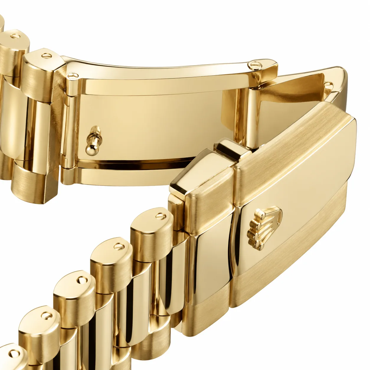 Rolex Day-Date m228238-0003 40mm Calibre 3255 Champagne (Stick hour markers) / Fluted Bezel 18K Yellow Gold AI 头图 3 - 表扣表链 [ai-shot:bracelet-clasp]