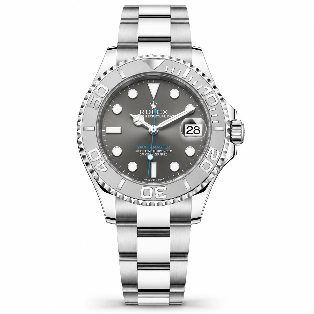 Rolex Yacht-Master m268622-0002 37mm Calibre 2236 Slate Grey / Platinum Bezel 950 Platinum AI 头图 1 - 白底全貌 [ai-shot:full-white]
