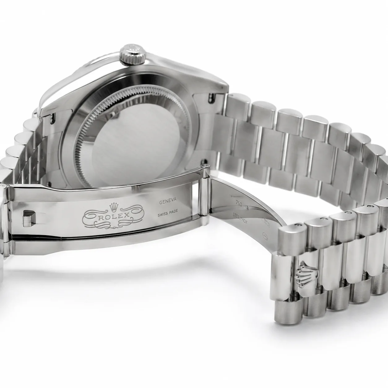 Rolex Day-Date 228239-0076 Cal.3255 Blue Dial Fluted Bezel Two Tone AI 头图 3 - 表扣表链 [ai-shot:bracelet-clasp]