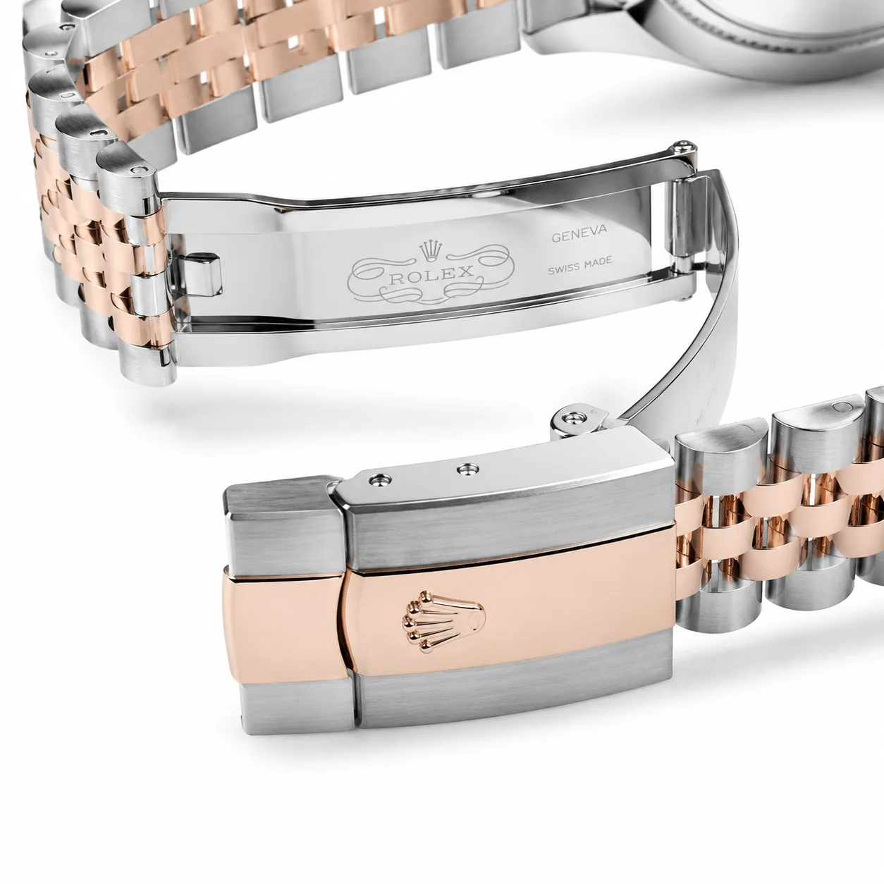 Rolex Datejust m126331-0008 41mm Calibre 3235 Pink (Diamond hour markers) / Everose Gold Fluted Bezel 904L Stainless Steel and 18K Everose Gold AI 头图 3 - 表扣表链 [ai-shot:bracelet-clasp]