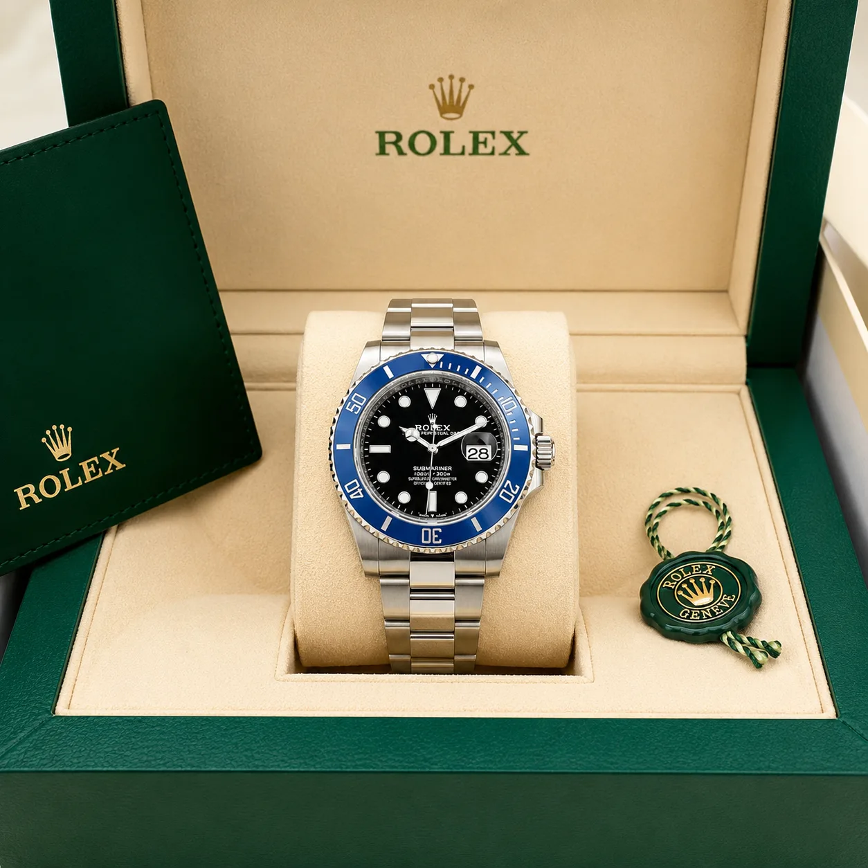 Rolex Submariner m126619lb-0003 41mm Calibre 3235 Black / Blue Cerachrom Bezel 18K White Gold AI 头图 5 - 包装盒 [ai-shot:box-shot]