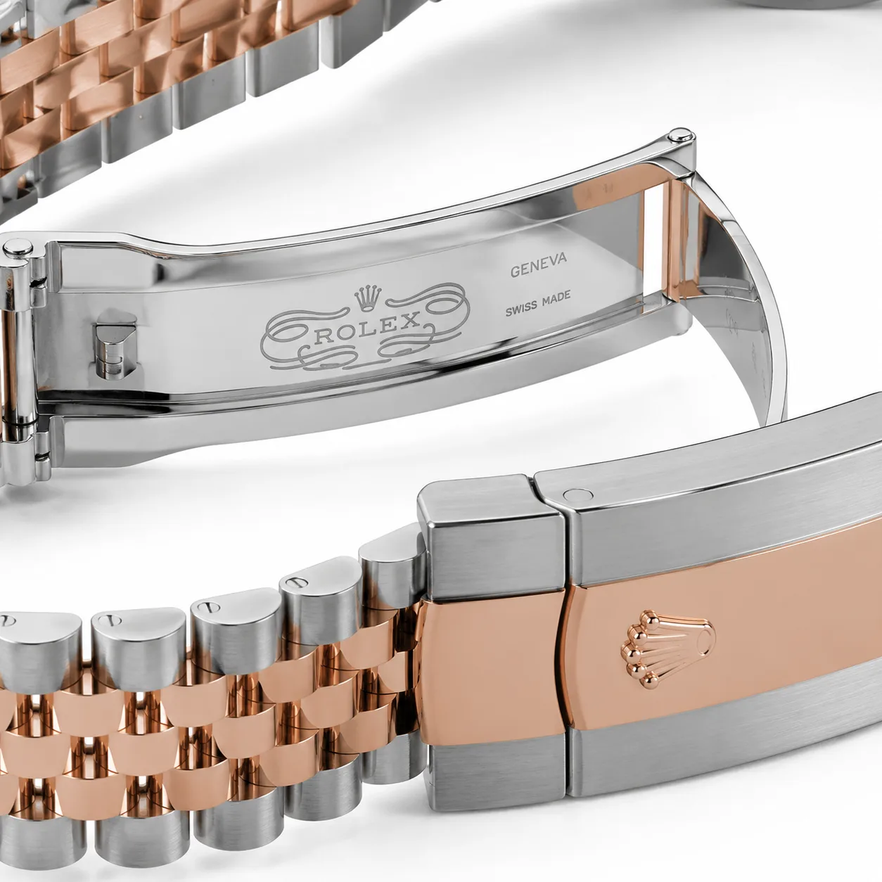Rolex Datejust m126331-0002 41mm Calibre 3235 Chocolate (Stick hour markers) / Everose Gold Fluted Bezel 904L Stainless Steel and 18K Everose Gold AI 头图 3 - 表扣表链 [ai-shot:bracelet-clasp]