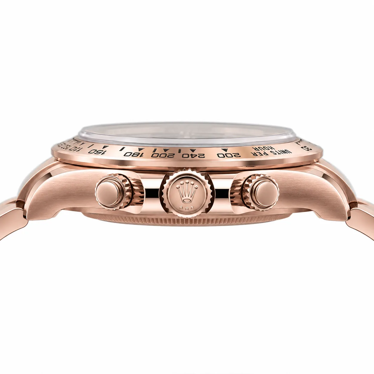 Rolex Cosmograph Daytona m126505-0005 40mm Calibre 4131 Chocolate / — 18K Everose Gold AI 头图 2 - 侧面细节 [ai-shot:side-detail]