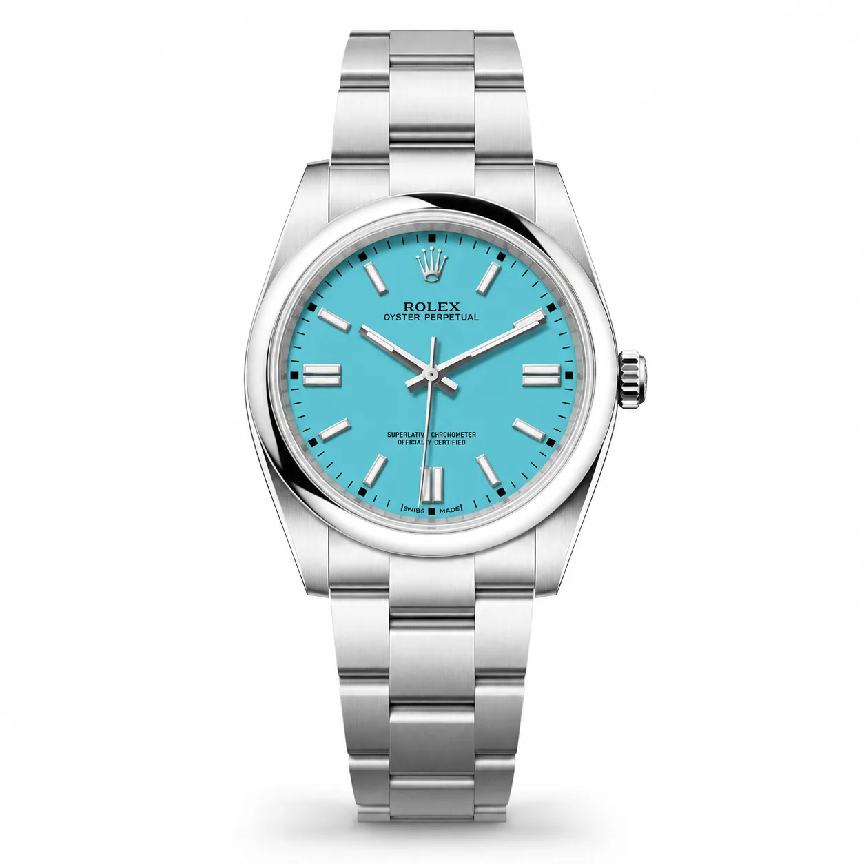 Rolex Oyster Perpetual M124300-0006 Cal.3230 Blue Dial AI 头图 1 - 白底全貌 [ai-shot:full-white]