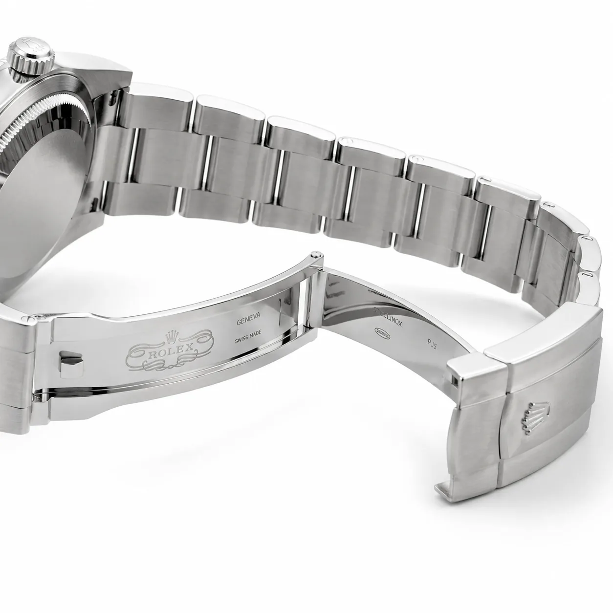 Rolex Oyster Perpetual M124300-0001 Cal.3230 AI 头图 3 - 表扣表链 [ai-shot:bracelet-clasp]