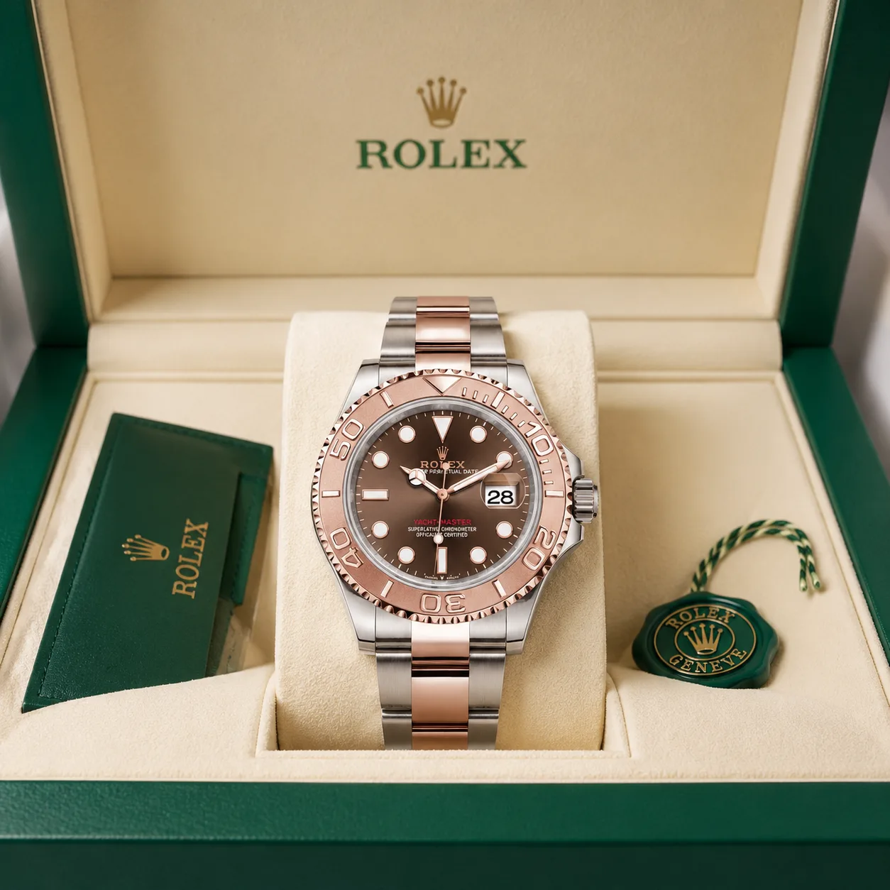 Rolex GMT-Master II m126621-0001 40mm Calibre 3285 Black / Red & Blue Cerachrom Bezel 904L Stainless Steel and 18K Everose Gold AI 头图 5 - 包装盒 [ai-shot:box-shot]