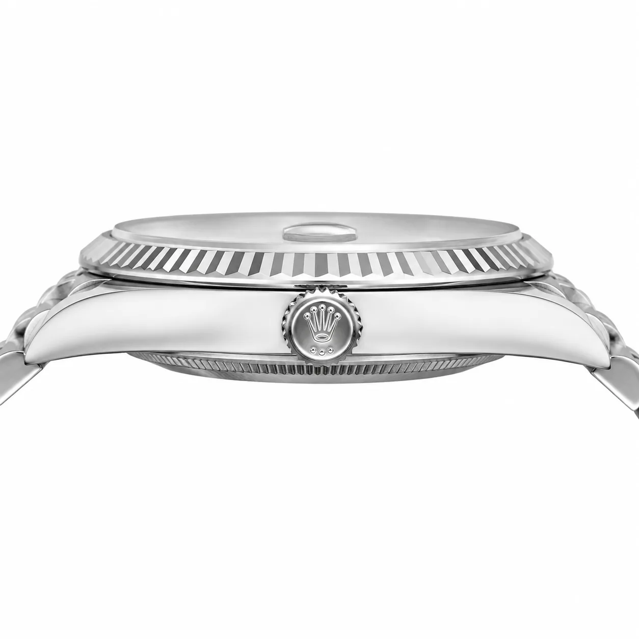 Rolex Datejust m126334-0030 41mm Calibre 3235 Green (Wavy) / White Gold Fluted Bezel 904L Stainless Steel and 18K White Gold AI 头图 2 - 侧面细节 [ai-shot:side-detail]