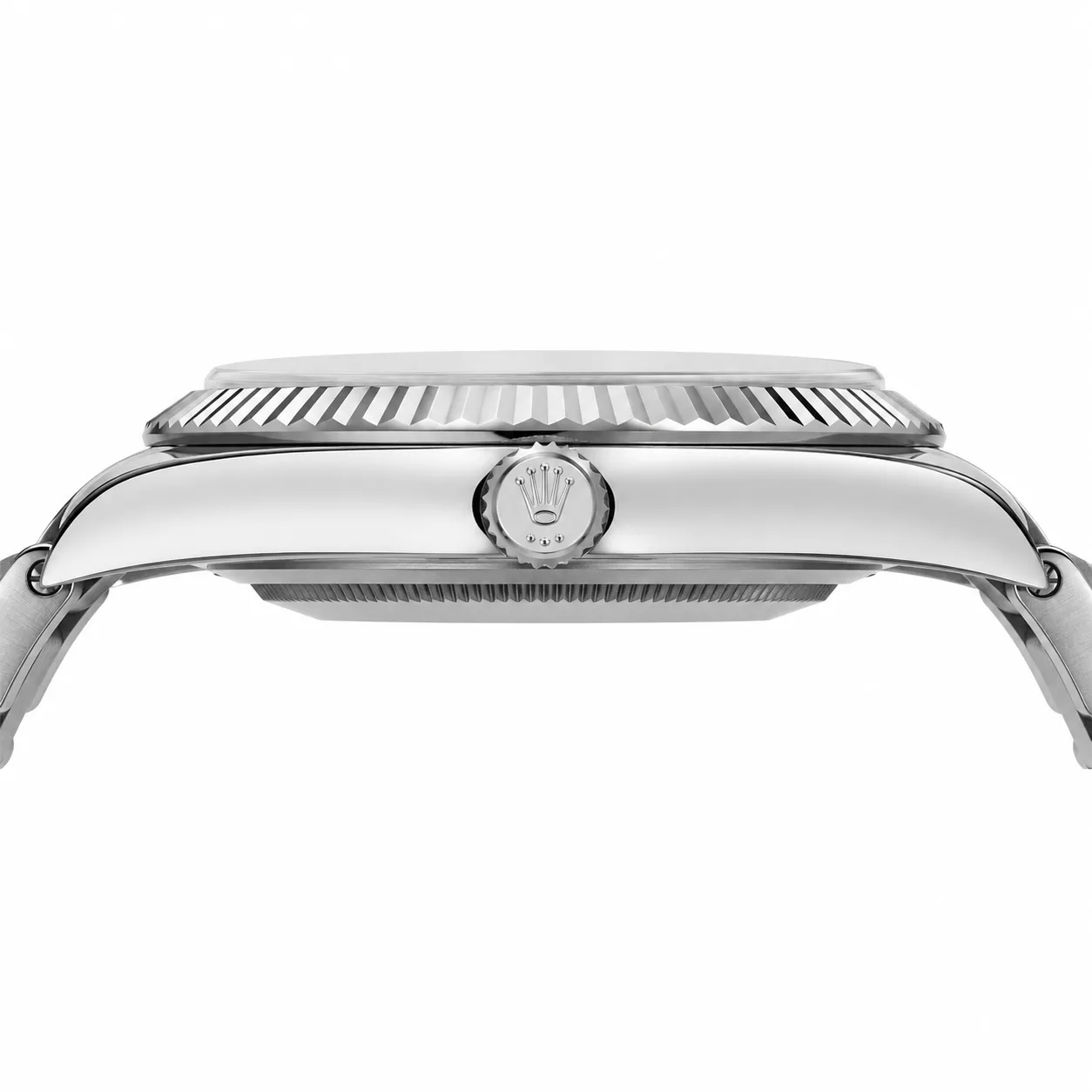 Rolex Datejust m126334-0021 41mm Calibre 3235 Silver / White Gold Fluted Bezel 904L Stainless Steel and 18K White Gold AI 头图 2 - 侧面细节 [ai-shot:side-detail]