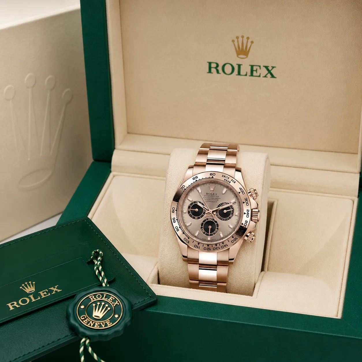 Rolex Submariner m116505-0016 40mm Calibre 3135 Black / Black Cerachrom Bezel 18K Everose Gold AI 头图 5 - 包装盒 [ai-shot:box-shot]