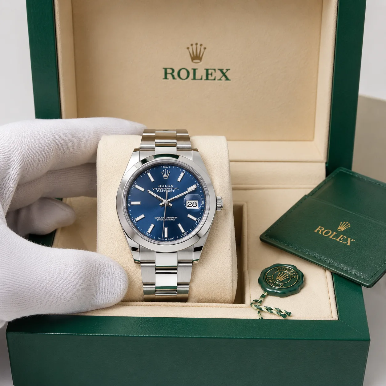 Rolex Oyster Perpetual m126300-0001 41mm Calibre 3235 Bright Blue / — 904L Stainless Steel AI 头图 5 - 包装盒 [ai-shot:box-shot]