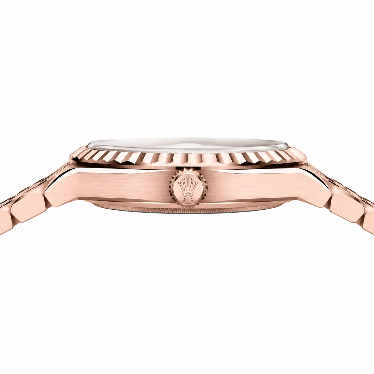 Rolex Land-Dweller m127335-0001 40mm Calibre 7135 — / Triangular Fluted Bezel 18K Everose Gold AI 头图 2 - 侧面细节 [ai-shot:side-detail]