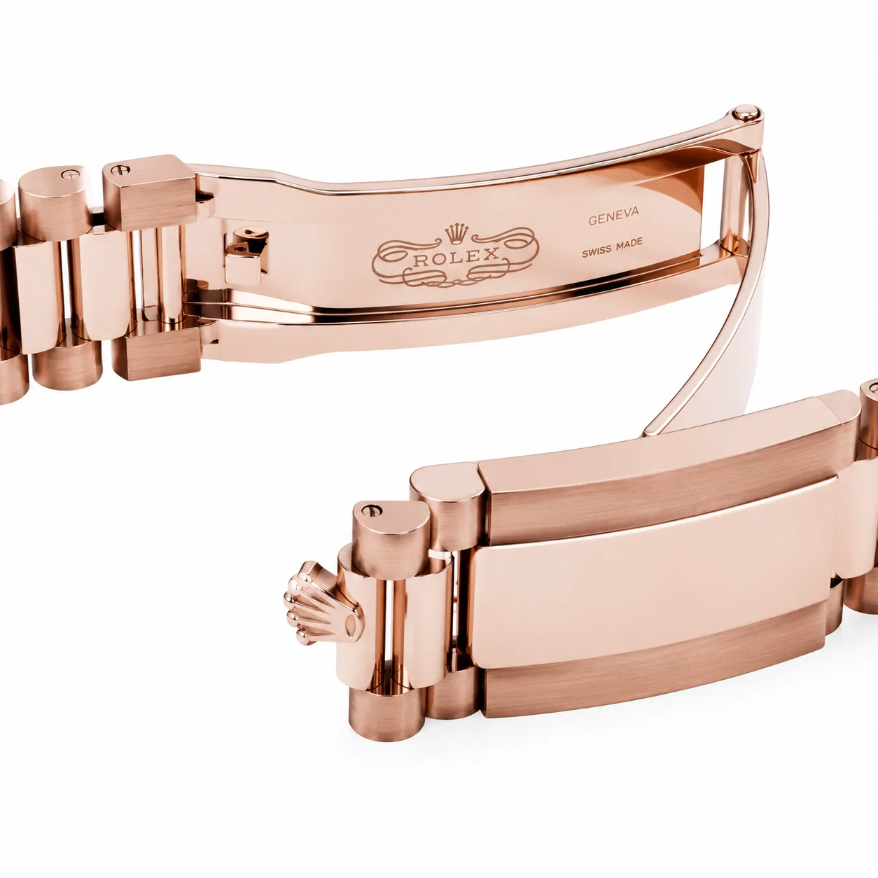Rolex Day-Date m228235-0003 40mm Calibre 3255 Chocolate / Triangular Fluted Bezel 18K Everose Gold AI 头图 3 - 表扣表链 [ai-shot:bracelet-clasp]