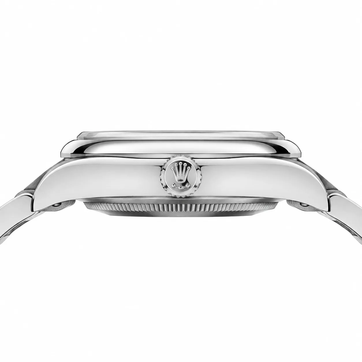 Rolex Oyster Perpetual m126000-0005 36mm Calibre 3230 Green / Smooth Bezel 904L Stainless Steel AI 头图 2 - 侧面细节 [ai-shot:side-detail]