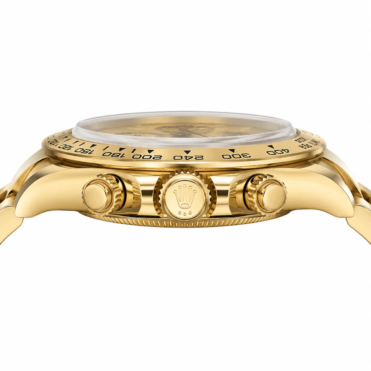 Rolex Cosmograph Daytona m126508-0005 40mm Calibre 4131 Champagne / Yellow Gold Bezel 18K Yellow Gold AI 头图 2 - 侧面细节 [ai-shot:side-detail]