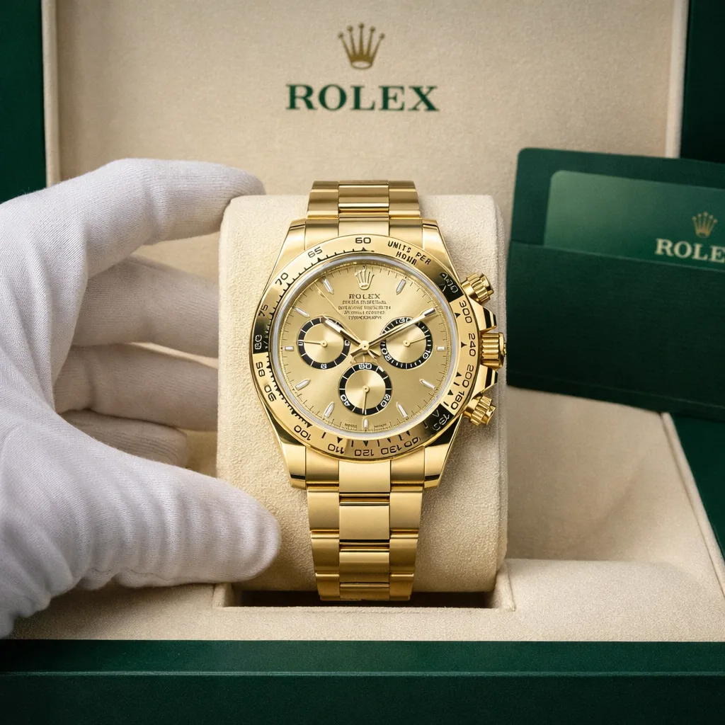 Rolex Cosmograph Daytona m126508-0005 40mm Calibre 4131 Champagne / Yellow Gold Bezel 18K Yellow Gold AI 头图 5 - 包装盒 [ai-shot:box-shot]