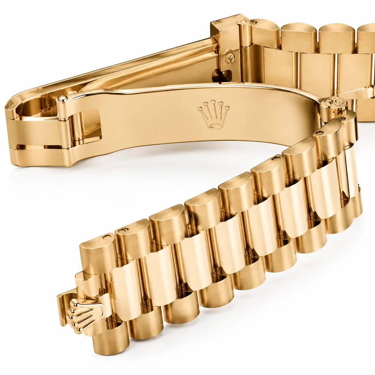 Rolex Day-Date m228238-0071 40mm Calibre 3255 Champagne / Triangular Fluted Bezel 18K Yellow Gold AI 头图 3 - 表扣表链 [ai-shot:bracelet-clasp]