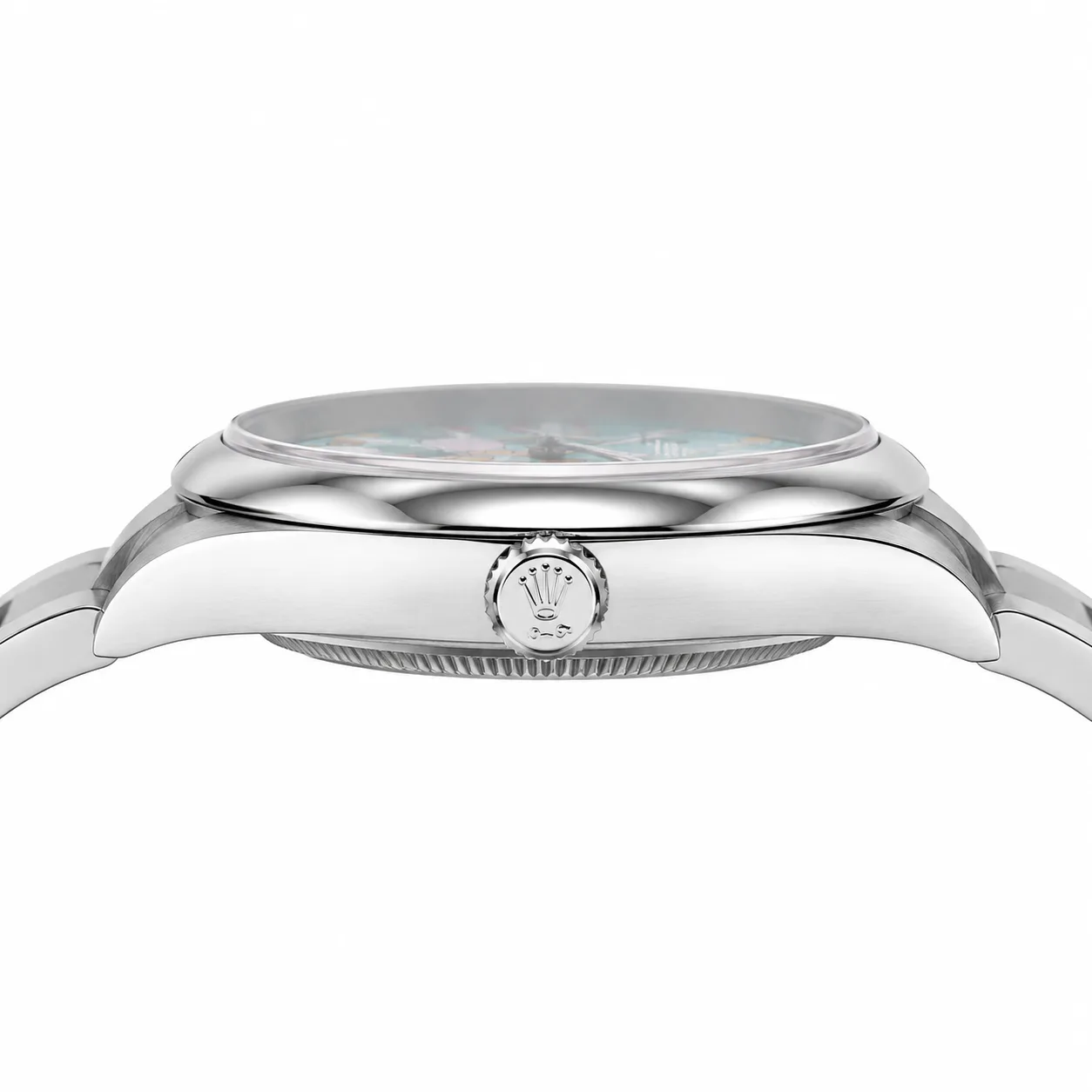 Rolex Oyster Perpetual m124300-0008 41mm Calibre 3230 904L Stainless Steel AI 头图 2 - 侧面细节 [ai-shot:side-detail]