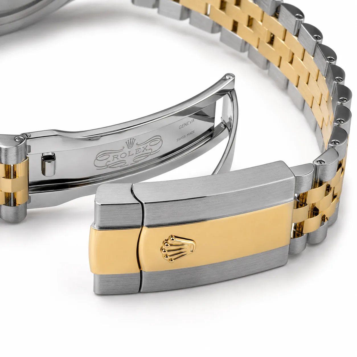 Rolex Datejust m126333-0016 41mm Calibre 3235 Silver / Fluted Bezel 904L Stainless Steel and 18K Yellow Gold AI 头图 3 - 表扣表链 [ai-shot:bracelet-clasp]