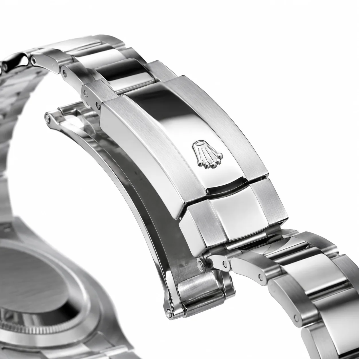 Rolex Datejust m126334-0027 41mm Calibre 3235 Silver / Fluted Bezel 904L Stainless Steel and 18K White Gold AI 头图 3 - 表扣表链 [ai-shot:bracelet-clasp]