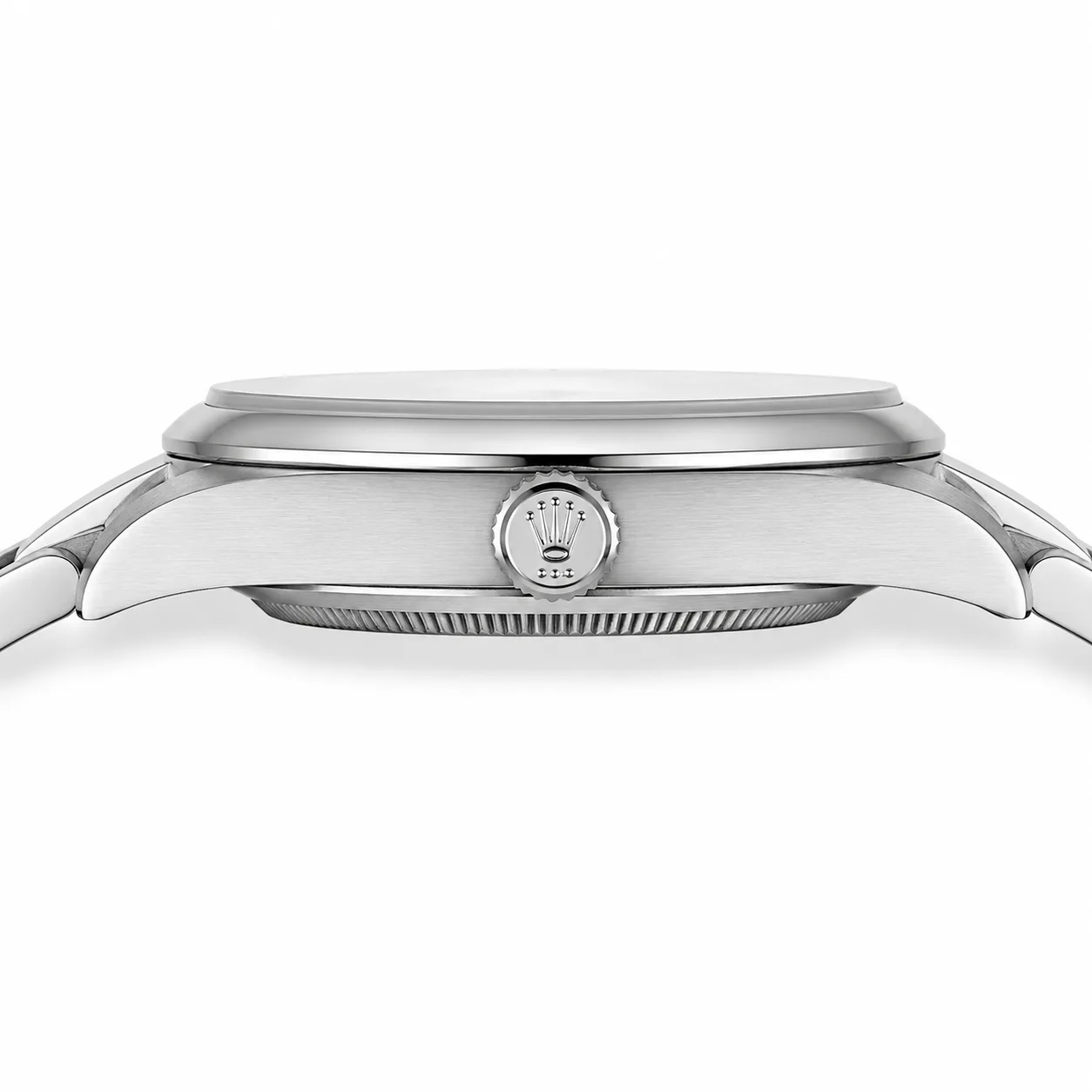 Rolex Oyster Perpetual m134300-0007 41mm Calibre 3230 Silver / Smooth Bezel 904L Stainless Steel AI 头图 2 - 侧面细节 [ai-shot:side-detail]