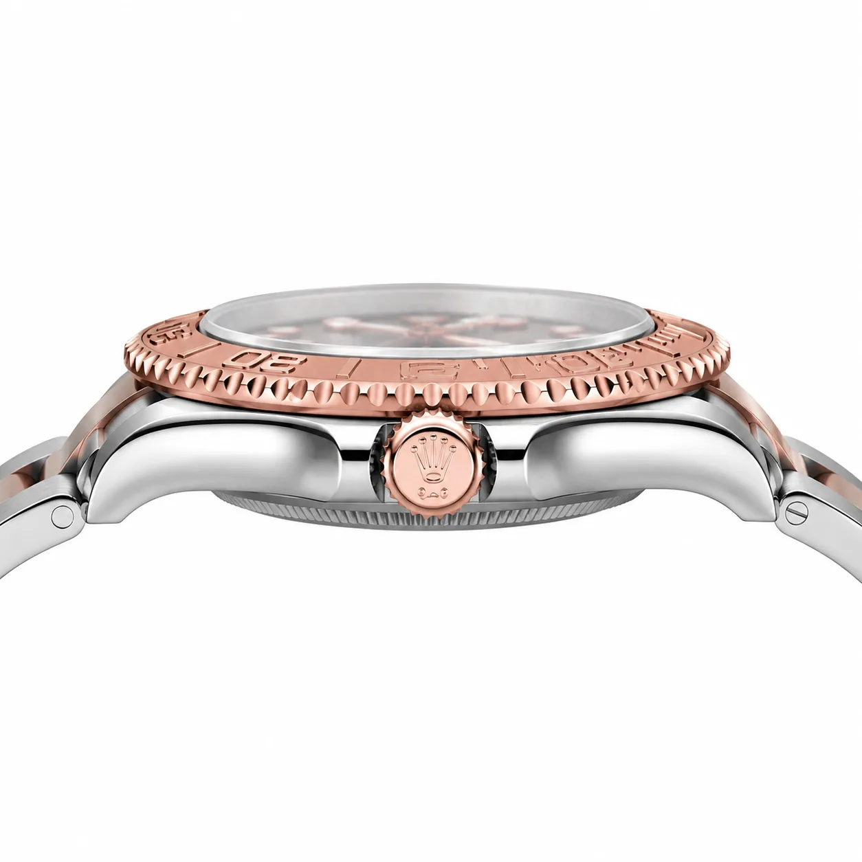 Rolex Yacht-Master m268621-0003 37mm Calibre 2236 Chocolate / Two-Tone Cerachrom Bezel 18K Everose Gold AI 头图 2 - 侧面细节 [ai-shot:side-detail]