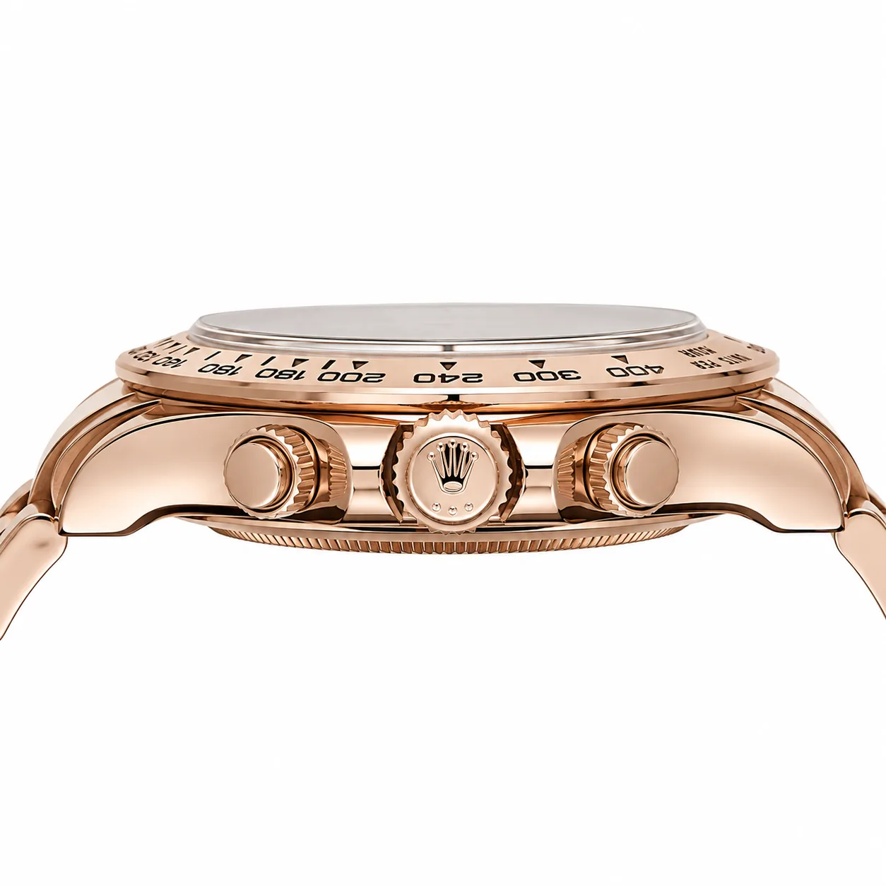Rolex Cosmograph Daytona m116505-0017 40mm Calibre 4130 Chocolate / Everose Gold Bezel 18K Everose Gold AI 头图 2 - 侧面细节 [ai-shot:side-detail]