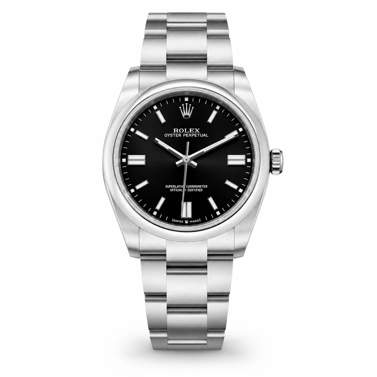 Rolex Oyster Perpetual M124300-0002 Cal.3230 Black Dial AI 头图 1 - 白底全貌 [ai-shot:full-white]