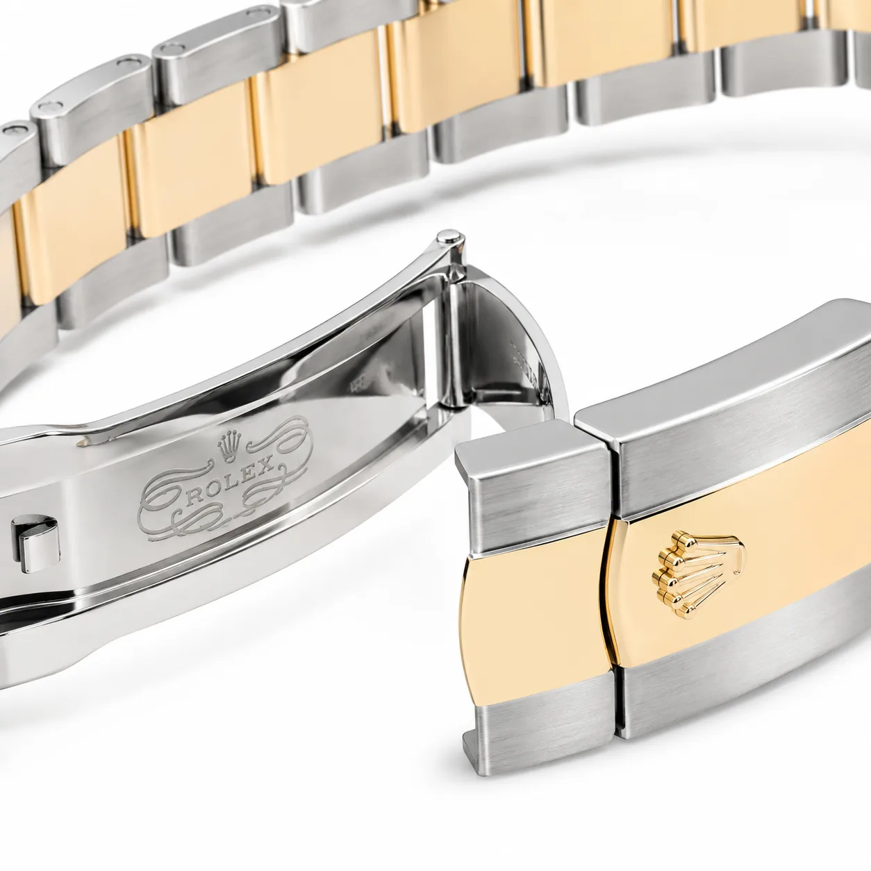 Rolex Datejust m126333-0009 41mm Calibre 3235 Champagne / Fluted Bezel 904L Stainless Steel and 18K Yellow Gold AI 头图 3 - 表扣表链 [ai-shot:bracelet-clasp]