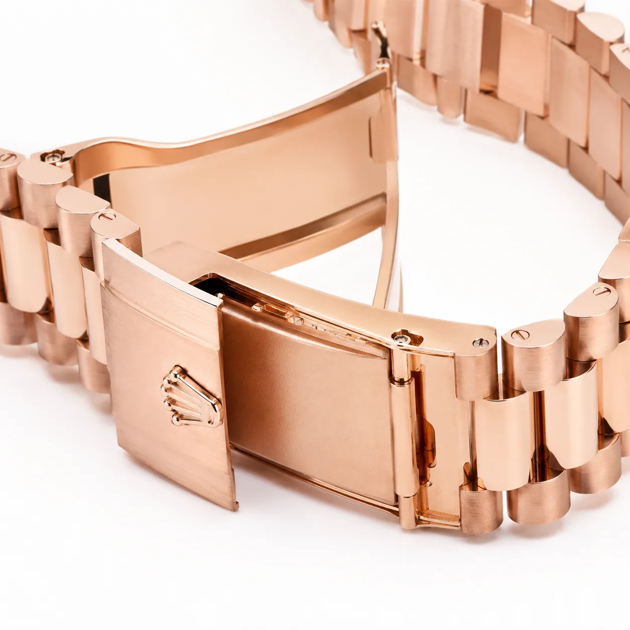 Rolex Day-Date m228235-0004 40mm Calibre 3255 Chocolate / Fluted Bezel 18K Everose Gold AI 头图 3 - 表扣表链 [ai-shot:bracelet-clasp]