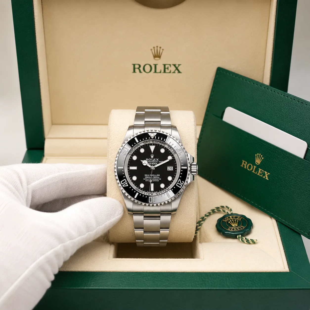 Rolex Deepsea m136660-0004 44mm Calibre 3235 Black / Fluted Bezel 904L Stainless Steel AI 头图 5 - 包装盒 [ai-shot:box-shot]