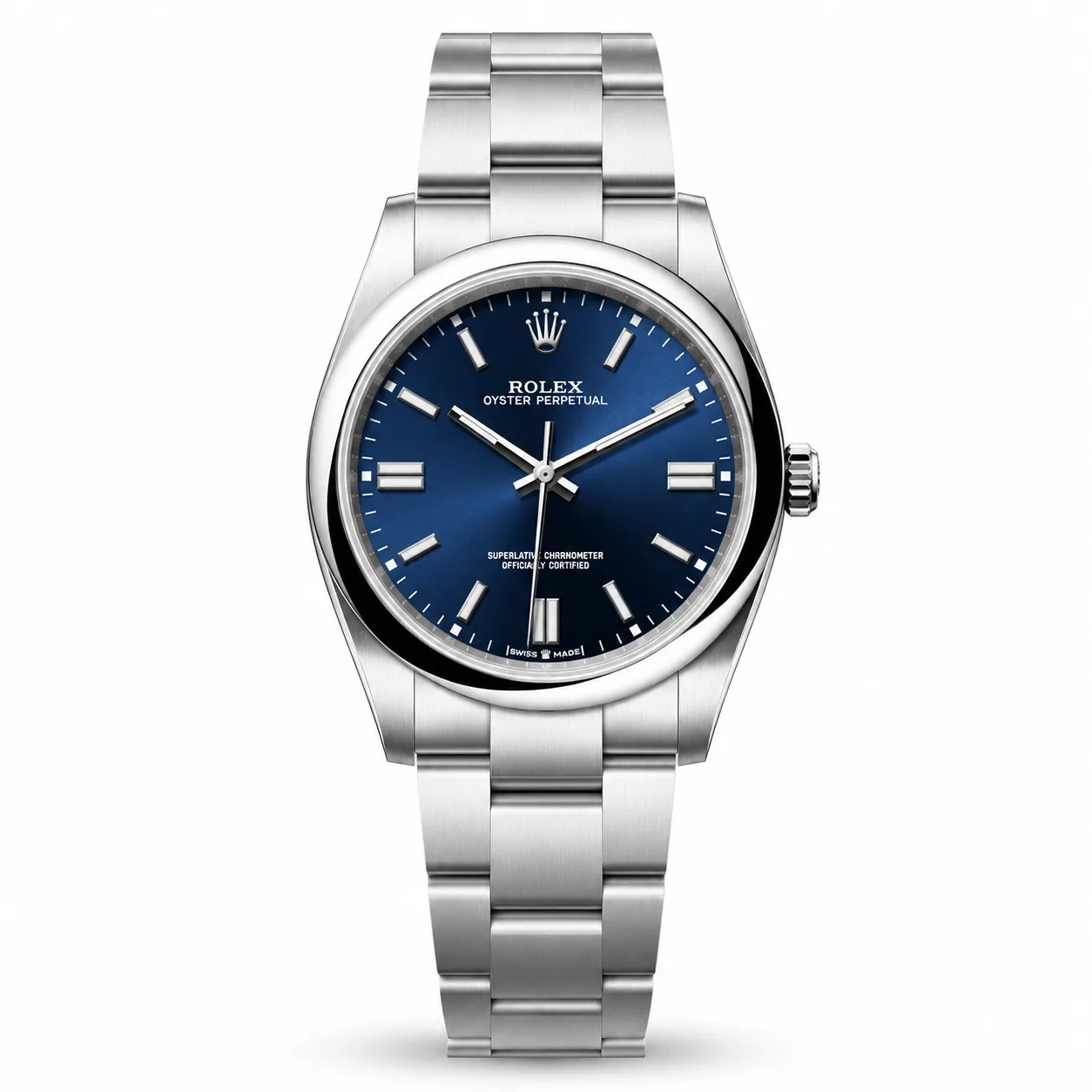Rolex Oyster Perpetual M124300-0003 Cal.3230 Blue Dial AI 头图 1 - 白底全貌 [ai-shot:full-white]