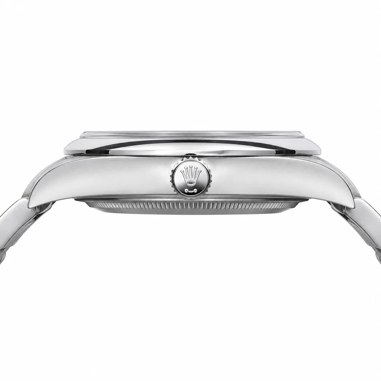 Rolex Oyster Perpetual M124300-0003 Cal.3230 Blue Dial AI 头图 2 - 侧面细节 [ai-shot:side-detail]