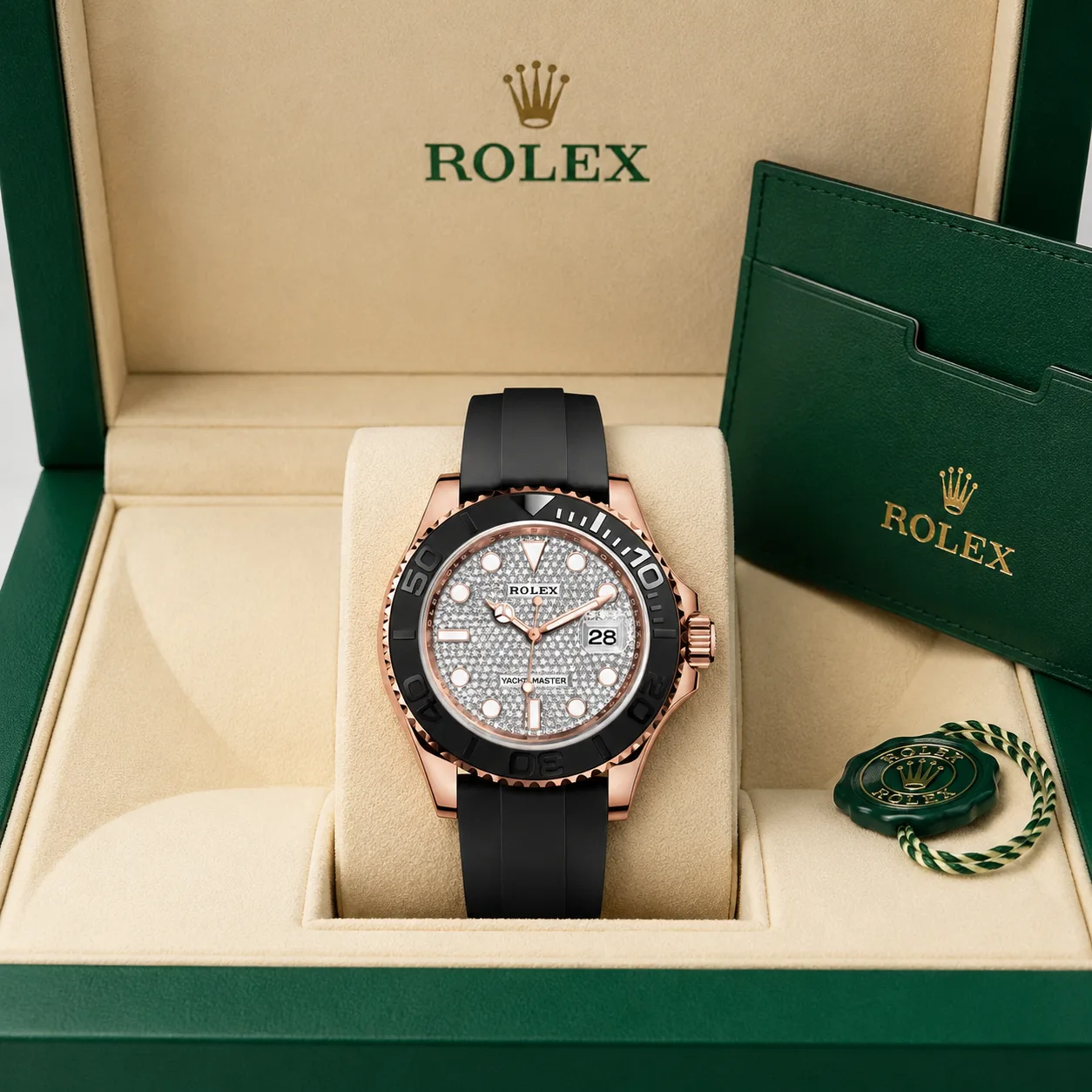 Rolex Yacht-Master m126655-0005 40mm Calibre 3235 Black / Black Cerachrom Bezel 18K Everose Gold AI 头图 5 - 包装盒 [ai-shot:box-shot]