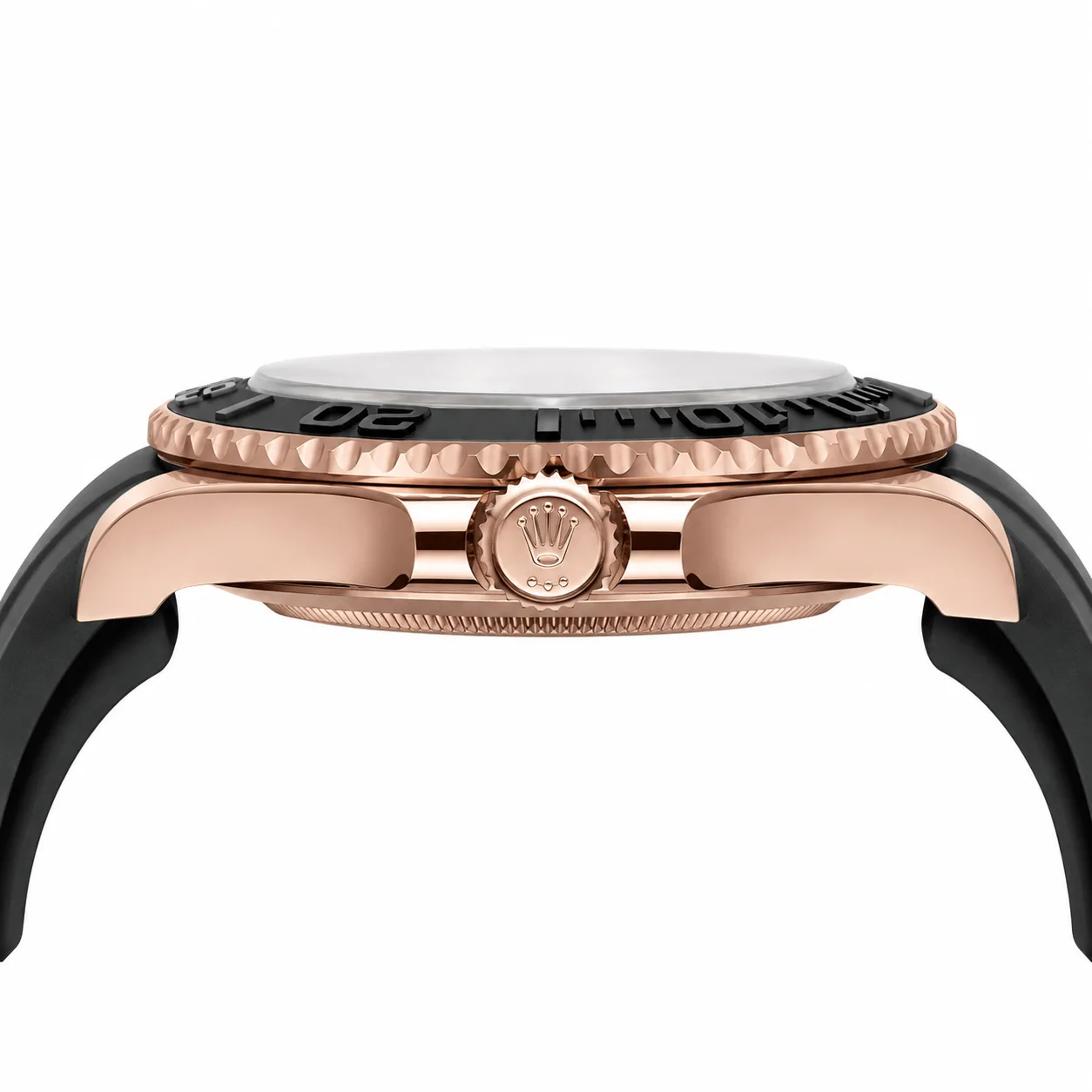 Rolex Yacht-Master m126655-0005 40mm Calibre 3235 Black / Black Cerachrom Bezel 18K Everose Gold AI 头图 2 - 侧面细节 [ai-shot:side-detail]