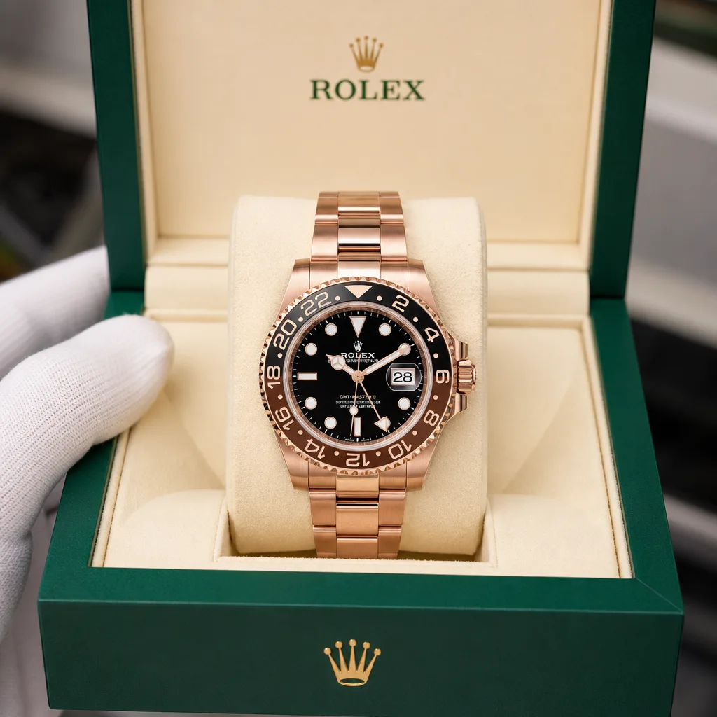 Rolex GMT-Master II M126715CHNR-0002 40mm Black Dial Cerachrom Bezel 18K Everose Gold AI 头图 5 - 包装盒 [ai-shot:box-shot]