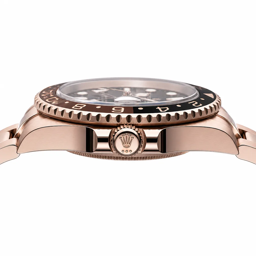Rolex GMT-Master II M126715CHNR-0002 40mm Black Dial Cerachrom Bezel 18K Everose Gold AI 头图 2 - 侧面细节 [ai-shot:side-detail]