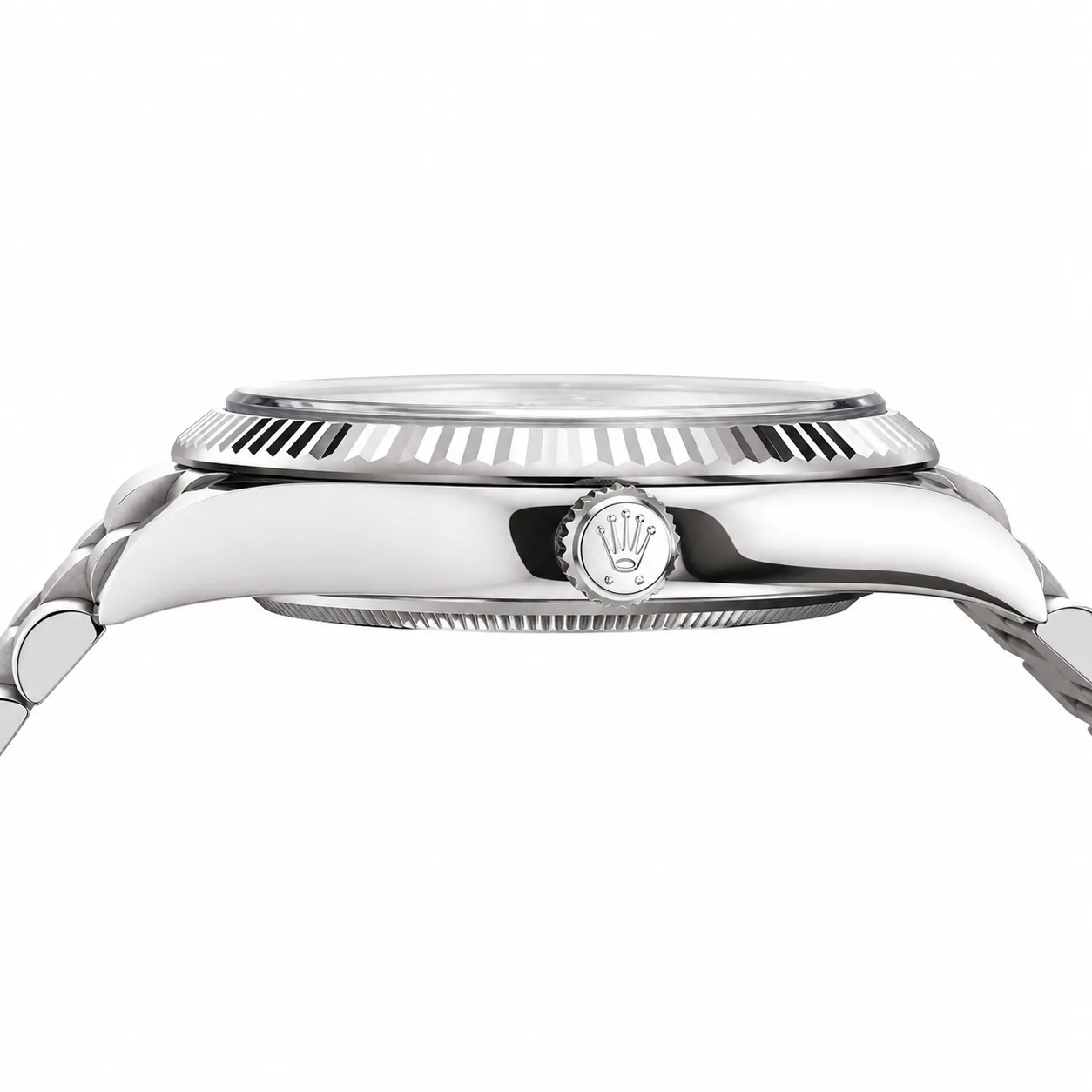 Rolex Day-Date m228239-0078 40mm Silver Dial Fluted Bezel 18K White Gold AI 头图 2 - 侧面细节 [ai-shot:side-detail]