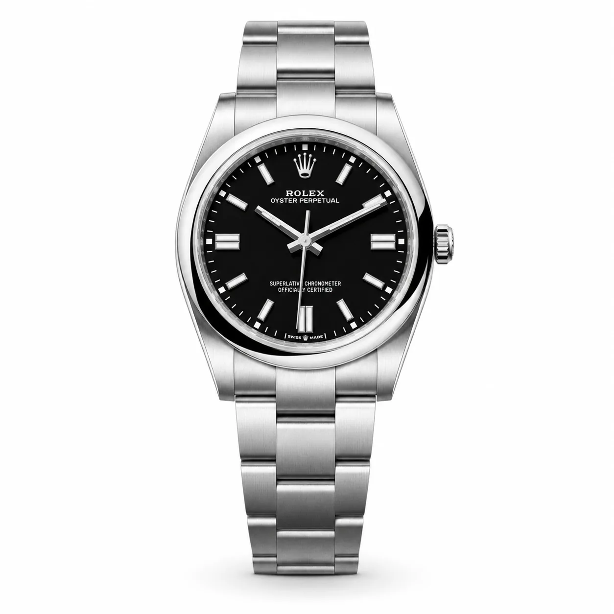 Rolex Oyster Perpetual m126000-0002 36mm Black Dial Smooth Bezel AI 头图 1 - 白底全貌 [ai-shot:full-white]