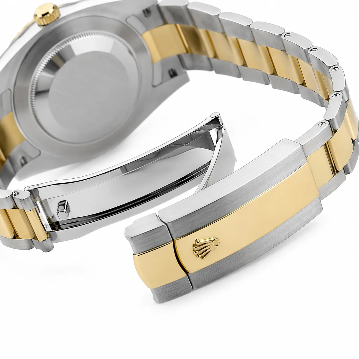 Rolex Datejust m126333-0019 41mm Calibre 3235 Champagne / Fluted Bezel 904L Stainless Steel and 18K Yellow Gold AI 头图 3 - 表扣表链 [ai-shot:bracelet-clasp]