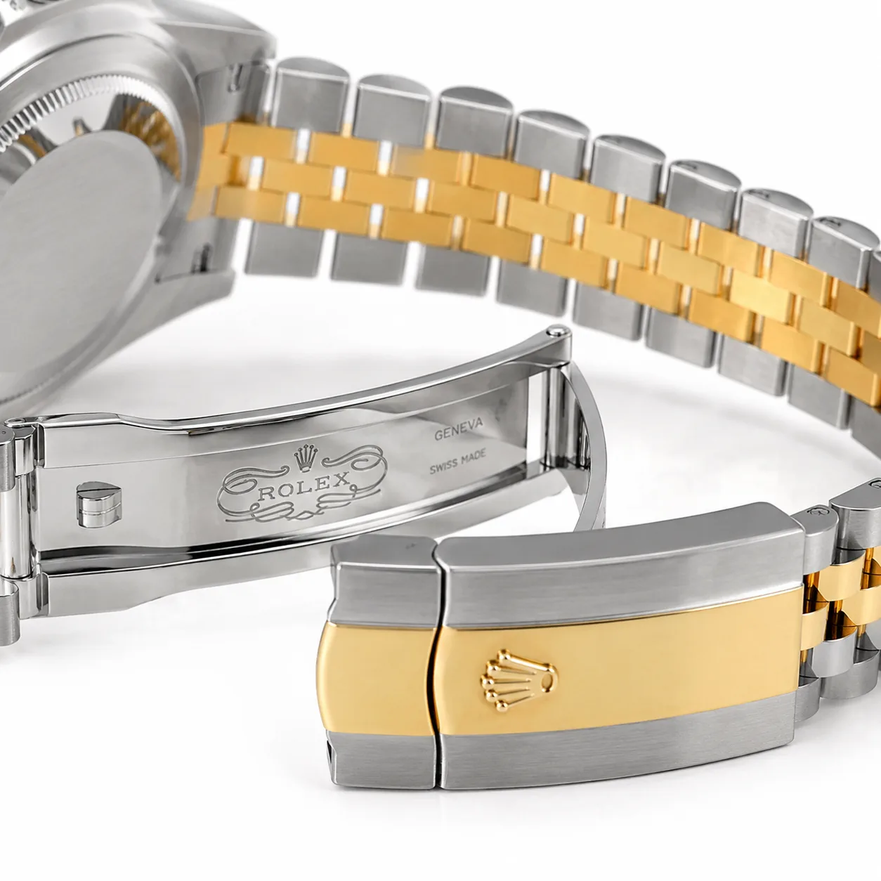 Rolex Datejust m126333-0022 41mm White Dial Fluted Bezel 904L Stainless Steel and 18K Yellow Gold AI 头图 3 - 表扣表链 [ai-shot:bracelet-clasp]