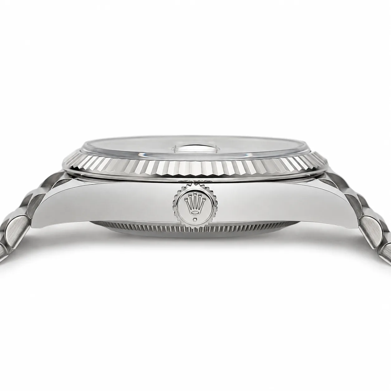 Rolex Day-Date m228236-0026 40mm Ice Blue Dial Fluted Bezel 950 Platinum AI 头图 2 - 侧面细节 [ai-shot:side-detail]