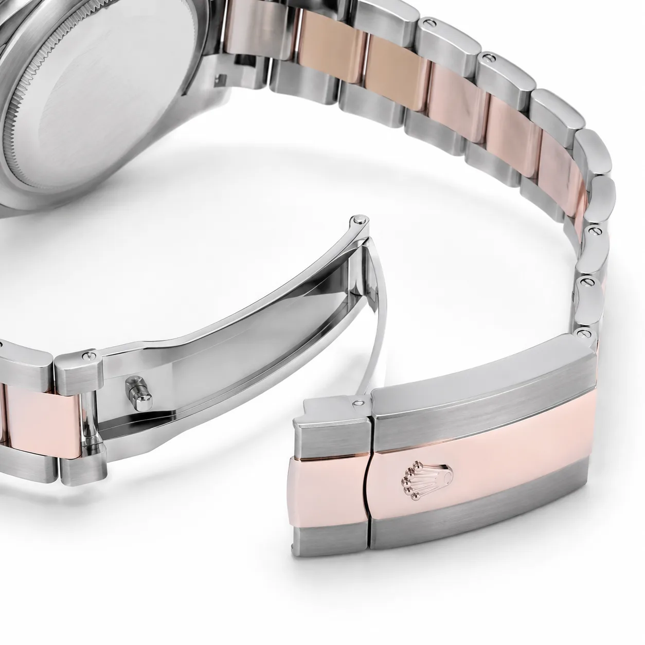 Rolex Datejust m126331-0010 41mm Calibre 3235 Pink / Fluted Bezel 904L Stainless Steel and 18K Everose Gold AI 头图 3 - 表扣表链 [ai-shot:bracelet-clasp]