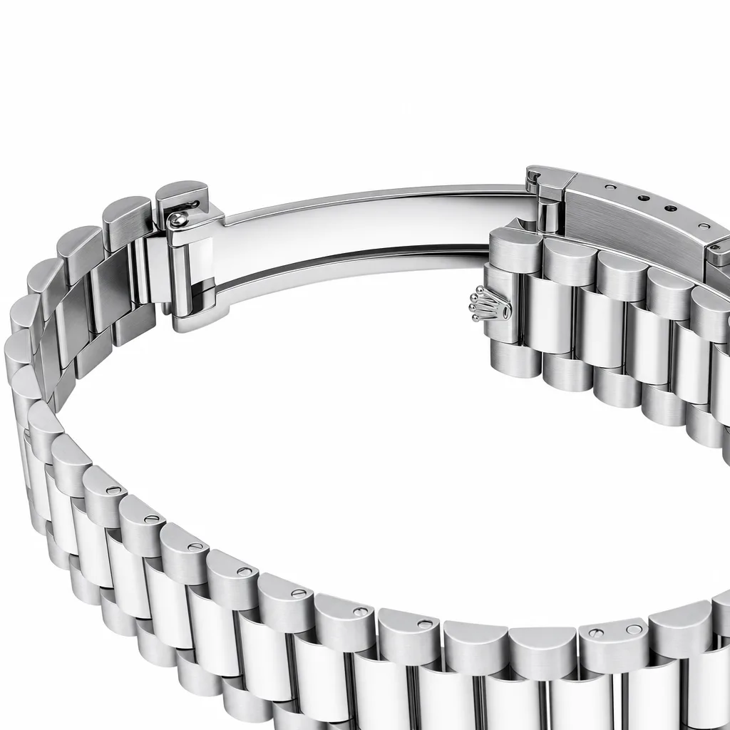 Rolex Day-Date m228236-0024 40mm Blue Dial Fluted Bezel 950 Platinum AI 头图 3 - 表扣表链 [ai-shot:bracelet-clasp]