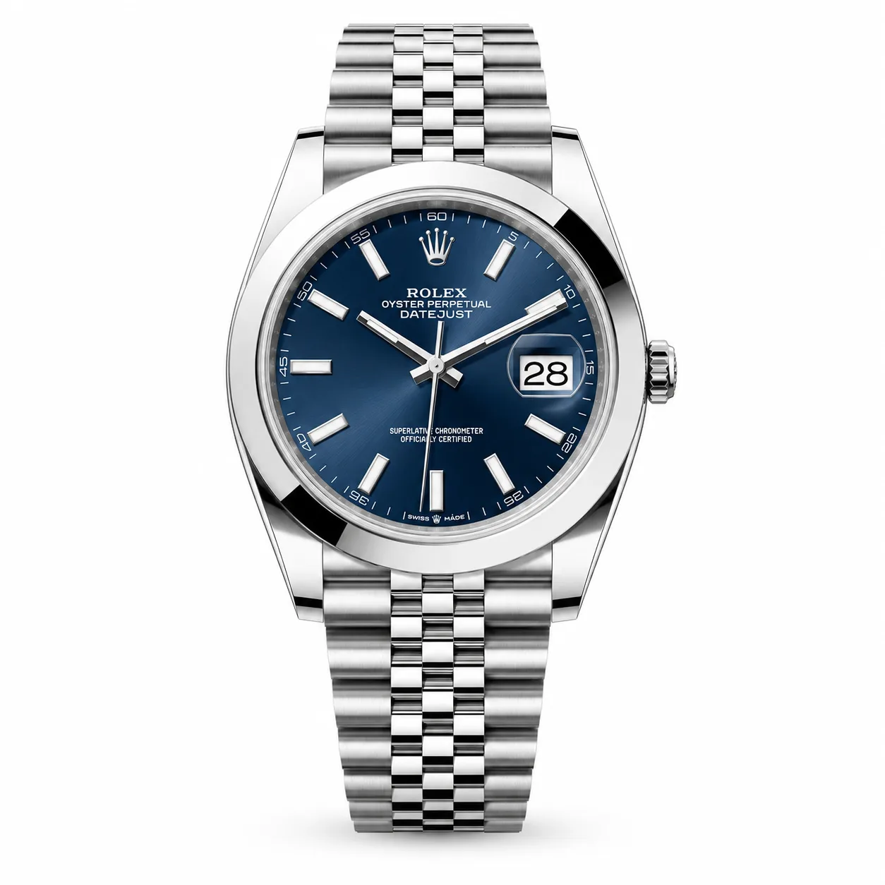 Rolex Oyster Perpetual m126300-0012 41mm Blue Dial Smooth Bezel AI 头图 1 - 白底全貌 [ai-shot:full-white]