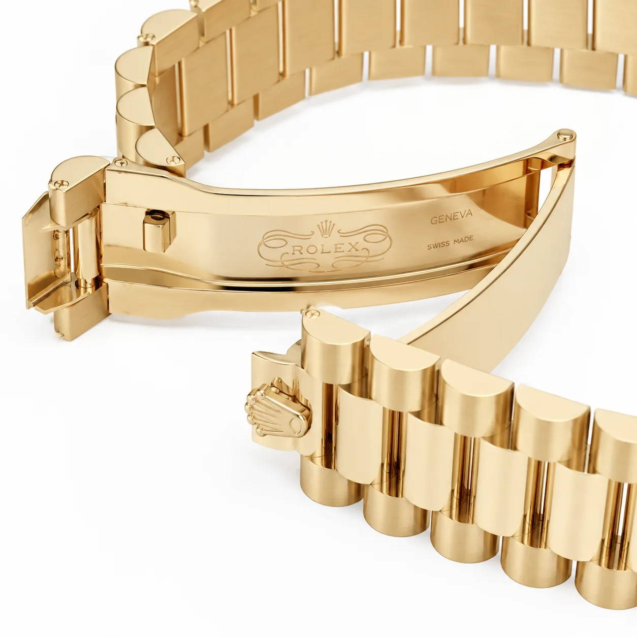 Rolex Day-Date m228348rbr-0008 40mm Champagne Dial Diamond-Set Bezel 18K Yellow Gold AI 头图 3 - 表扣表链 [ai-shot:bracelet-clasp]