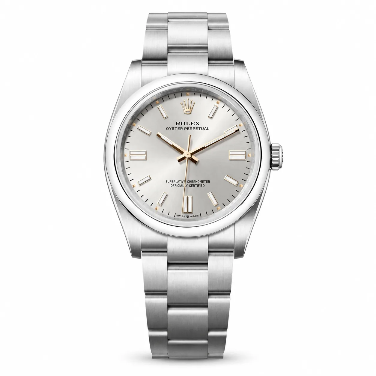 Rolex Oyster Perpetual m126000-0001 36mm Silver Dial Smooth Bezel AI 头图 1 - 白底全貌 [ai-shot:full-white]