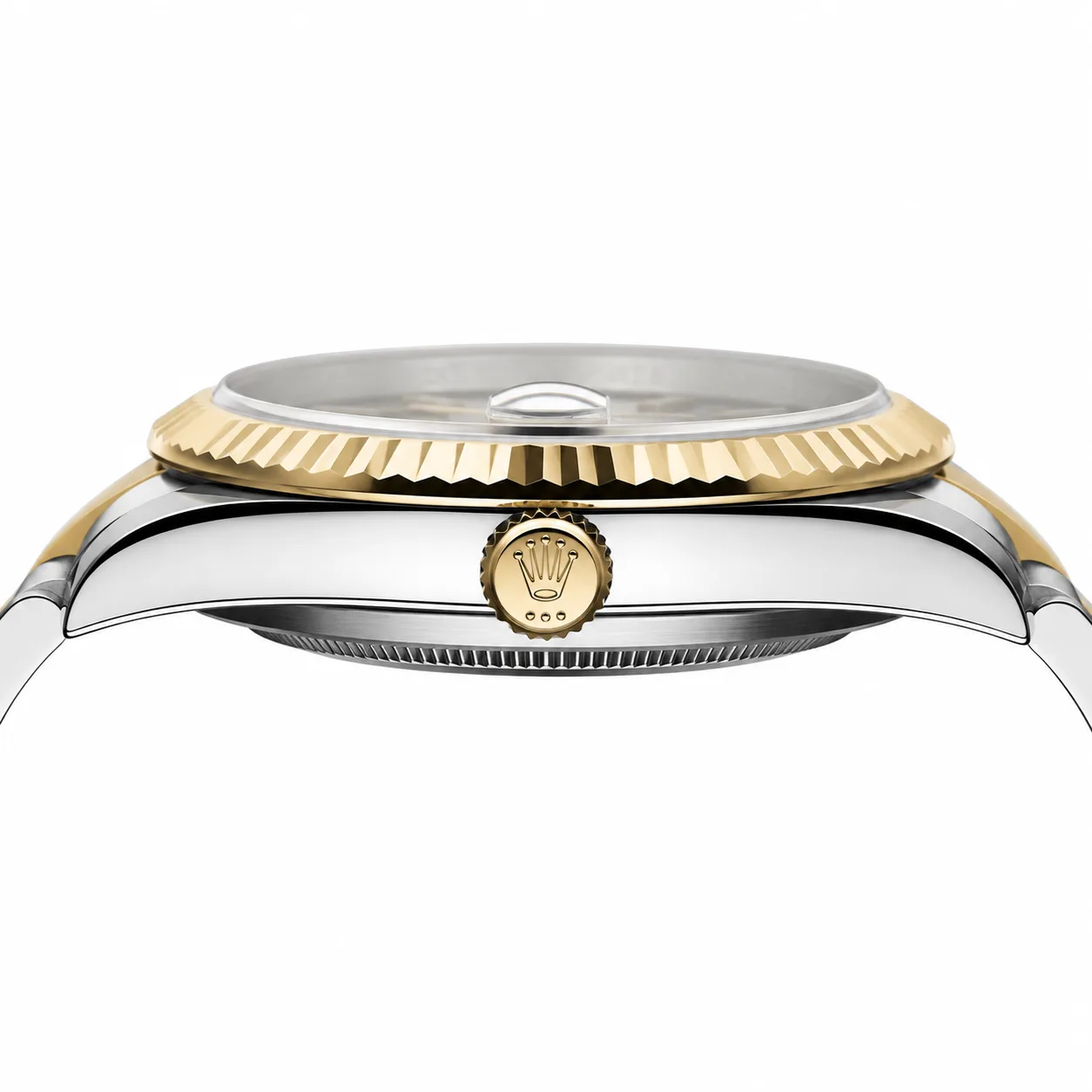 Rolex Datejust m126333-0013 41mm Calibre 3235 Champagne / Fluted Bezel 904L Stainless Steel and 18K Yellow Gold AI 头图 2 - 侧面细节 [ai-shot:side-detail]