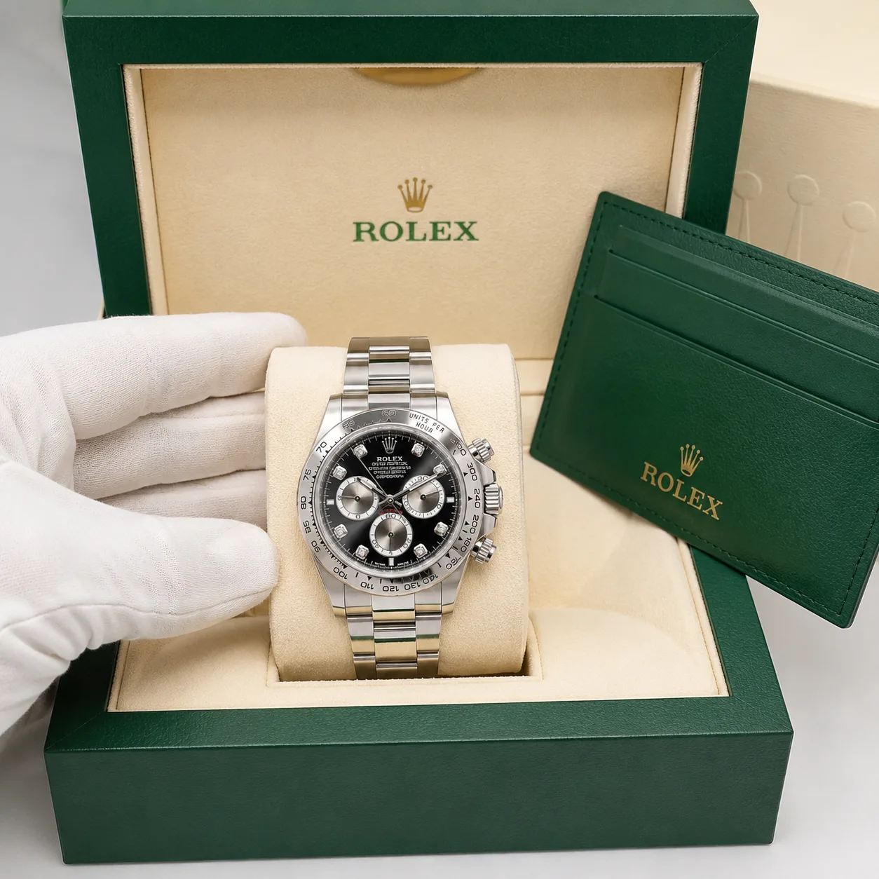 Rolex Datejust m126509-0002 40mm Black Dial Fluted Bezel 18K White Gold AI 头图 5 - 包装盒 [ai-shot:box-shot]